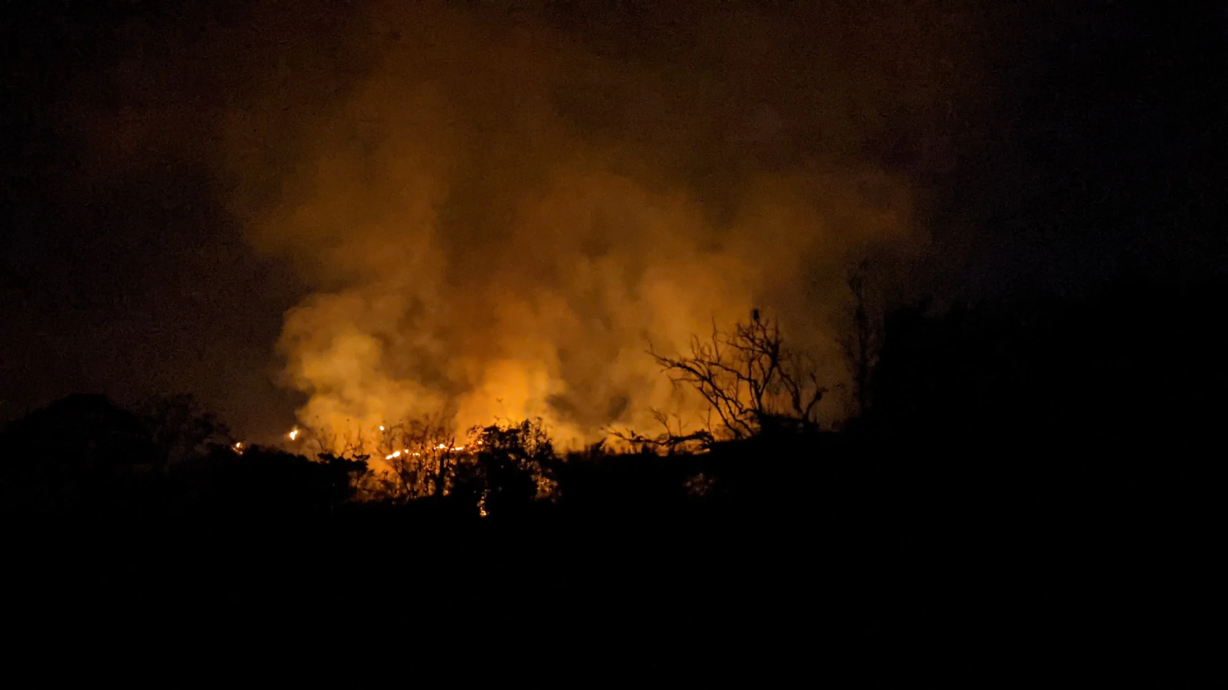 Bucarito, Montalbán — brush fire at night